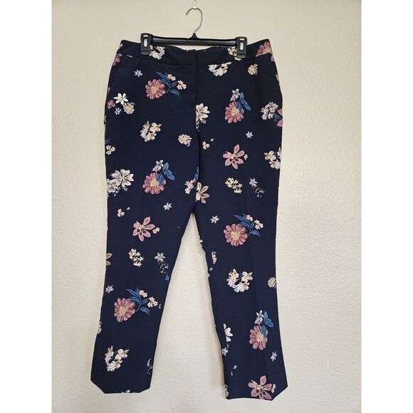 Carolina Belle Women’s Navy Floral Ankle Pants Size 14 - Picture 1 of 2